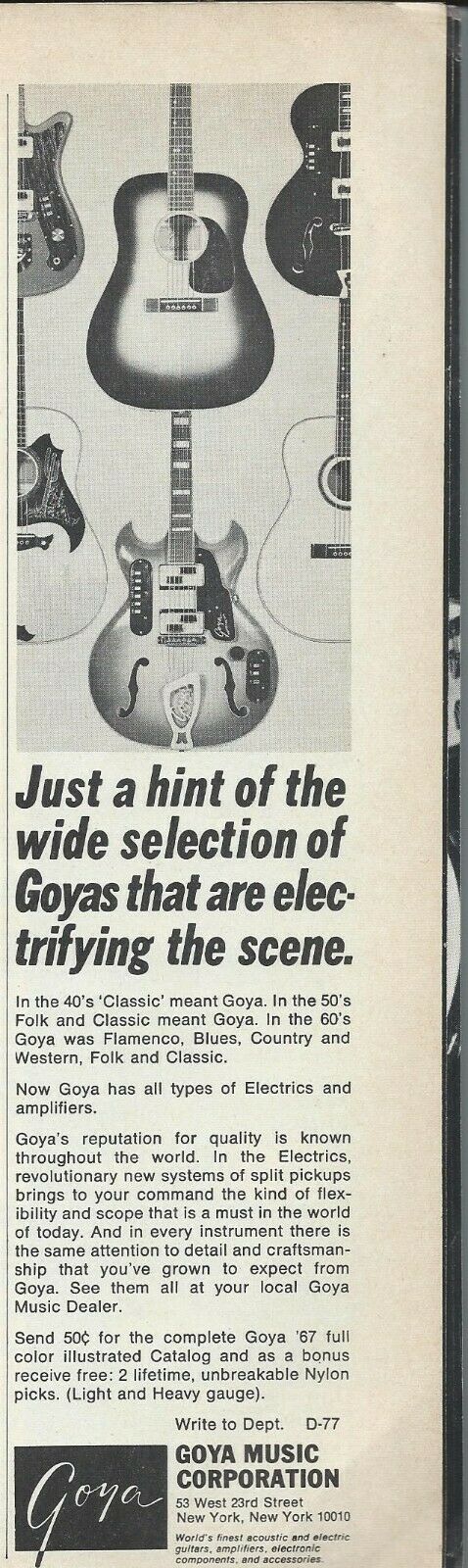 1967 GOYA RANGEMASTER GUITAR AD
