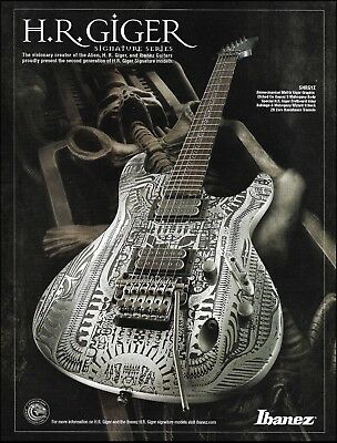 Ibanez  H.R. Giger Signature Series Biomechanical Matrix SHRG1Z guitar ad print