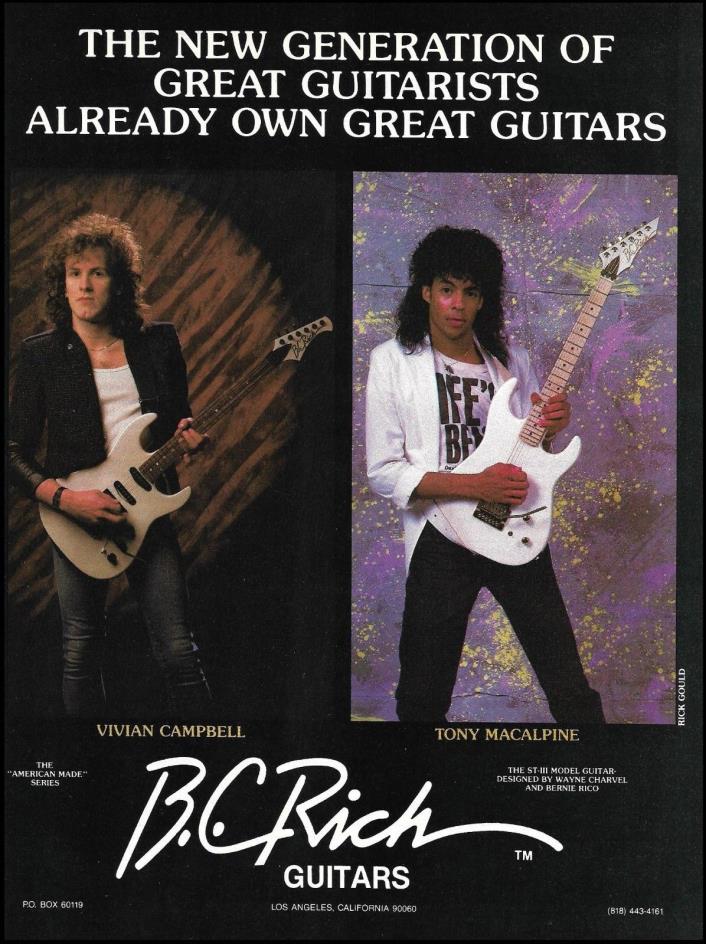 Tony MacAlpine & Vivian Campbell 1986 B.C. Rich Guitar ad 8 x 11 advertisement