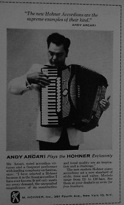 1956 Andy Arcari plays a Hohner Accordion photo print ad