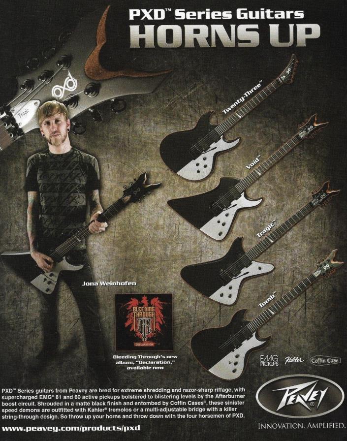 Bleeding Through Jona Weinhofen Peavey PXD Series Guitar ad 8 x 11 advertisement