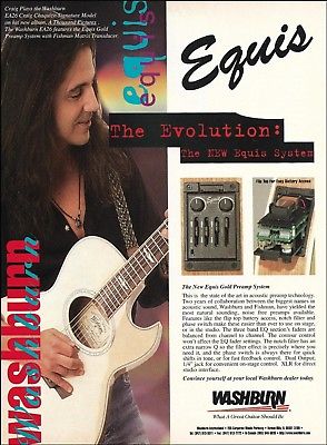 Craig Chaquico Signature Washburn EA26 Guitar Equis Pre-amp System 1996 ad print