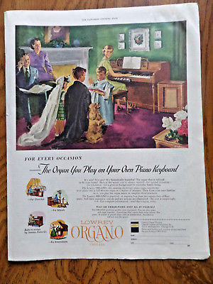1950 Lowrey Organo Ad The Organ you Play on Your Own Piano Keyboard