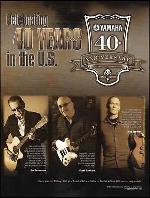 Yamaha Guitars 40th Anniversary ad Joe Bonamassa Billy Sheehan Frank Gambale