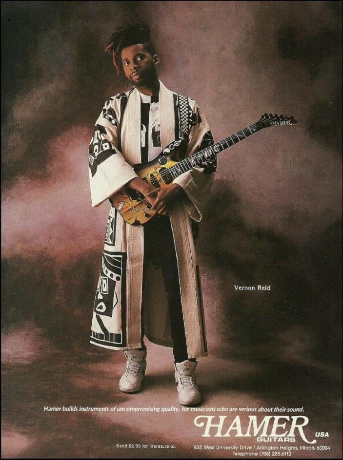 Vernon Reid (Living Colour) 1990 Hamer electric guitar ad 8 x 11 advertisement