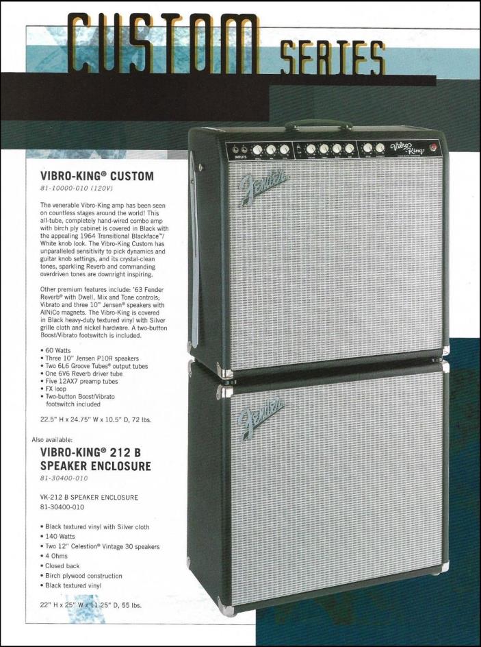 Fender Custom Series Vibro-King 212 B Guitar Amp ad 8 x 11 advertisement print