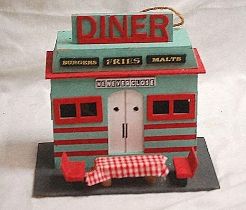 Vintage 1950s Style Wooden Diner Restaurant Display Burgers Fries Malts Wall Art