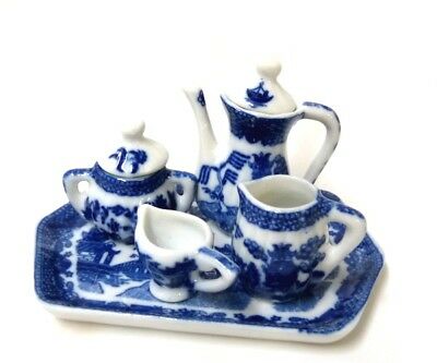 Blue Willow Child's Miniature Mini Tea Pieces Birds Rectangle Decorative New