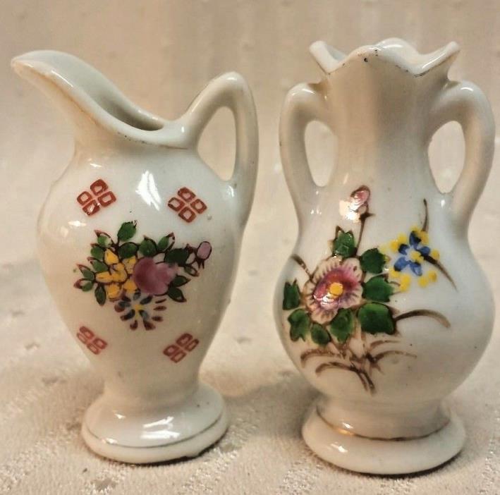 Vintage Mini Dollhouse Porcelain Vase & Pitcher Set 2.5