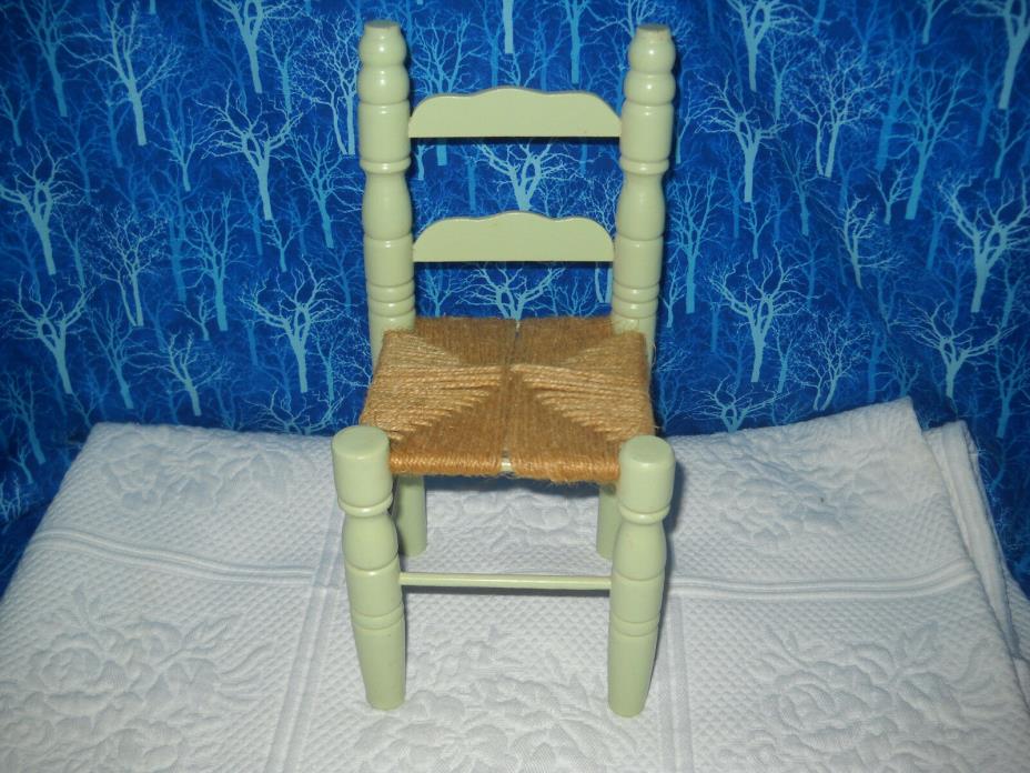 Large Dollhouse Miniature Doll Chair Vtg Chair With Hemp Seat, Excellent