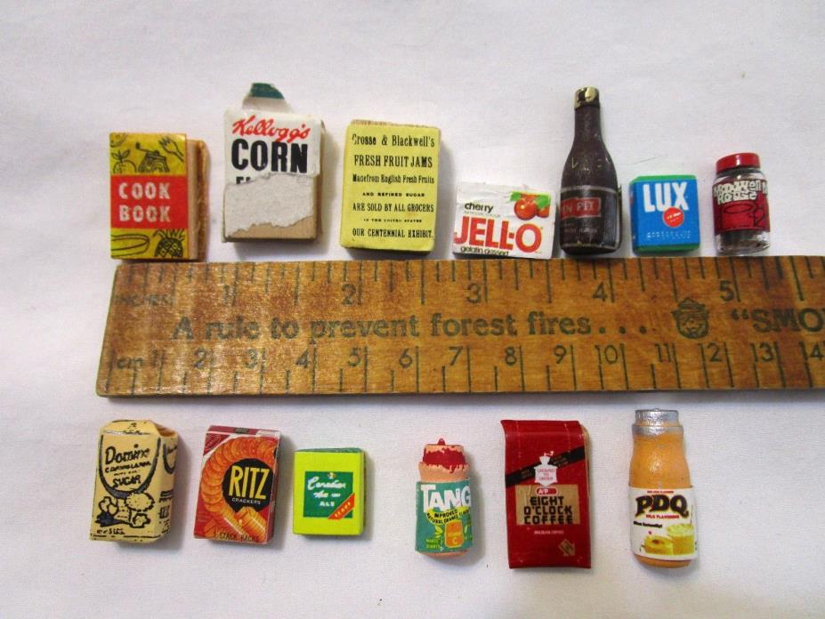 VINTAGE DOLLHOUSE FOOD MINIATURE LOT DIORAMA NAME BRAND TANG PDQ OPEN PIT JELLO