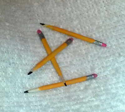 Miniature Dollhouse Wood School Pencils HandPainted Yellow Set of 4 Kate USA 8
