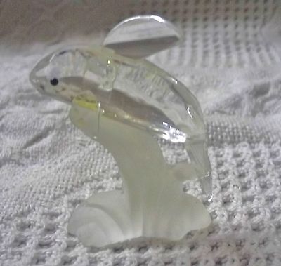 Miniature Glass Dolphin Riding A Wave