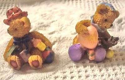 2 Miniature Baby Bears With Toys