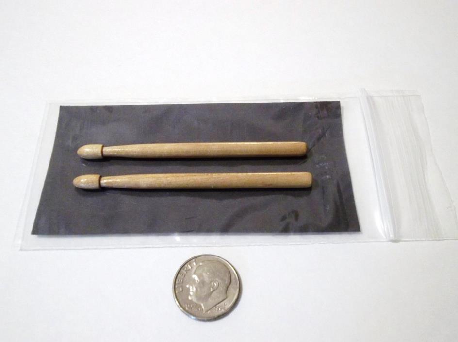Miniature Drum Sticks Real Wood 1/Pair 1/6 Scale Doll Stage Display Size Set-New