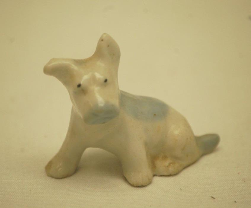 Old Vintage Terrier Dog Figurine Miniature Curio Cabinet Shadowbox Decor Japan