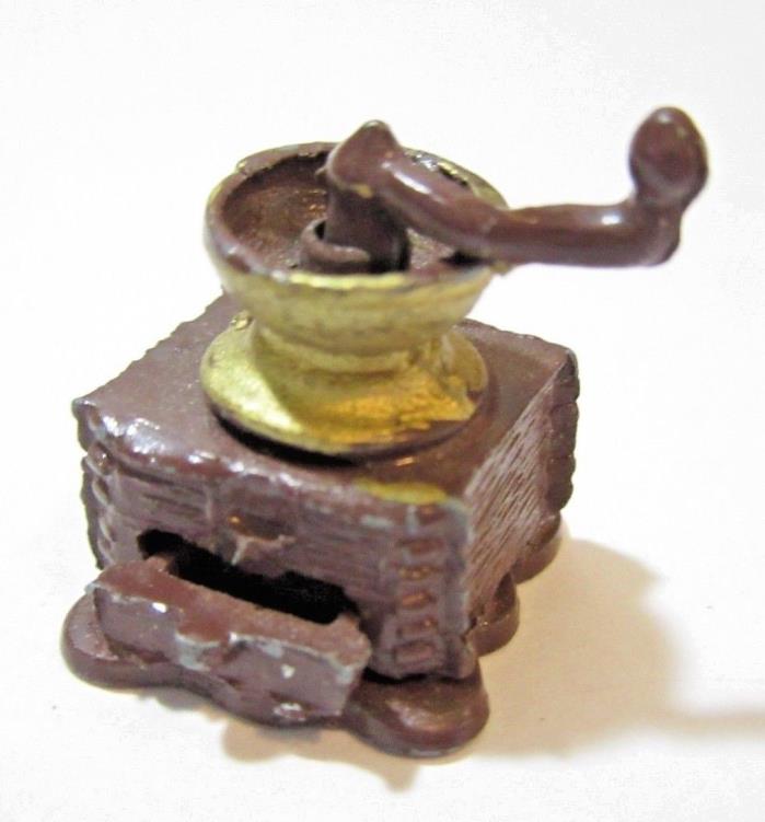 MINIATURE COLLECTIBLE SMALL COFFEE MAKER OLD FASHION GRINDER VINTAGE METAL