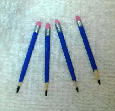 Miniature Dollhouse Wood School Pencils HandPainted Blue Set of 4 Kate USA 1