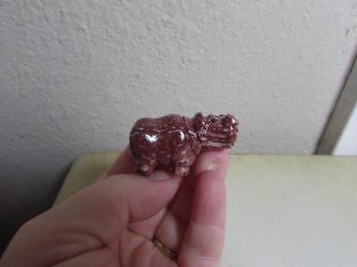 Hippopotamus, Handcarved Stone from the Andes of Peru Miniature Multi Hued Hippo