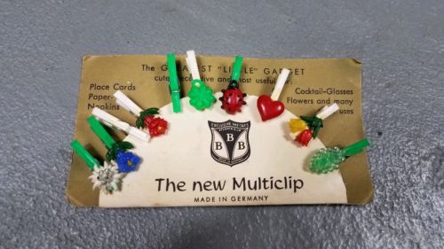 Vintage Decorative Multiclip German Made Mini Clip set Floral Kitsch