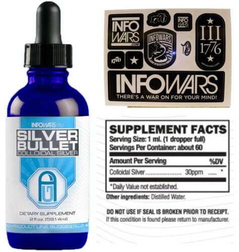 Free Seed Vault & Silver Bullet Colloidal Silver  2 fl. oz Infowars Stickers
