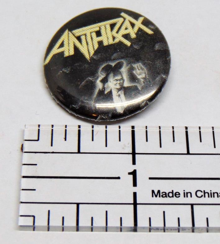 Vintage 1980's Anthrax Rock Band Hat Vest Jacket Pin Badge Button Pinback