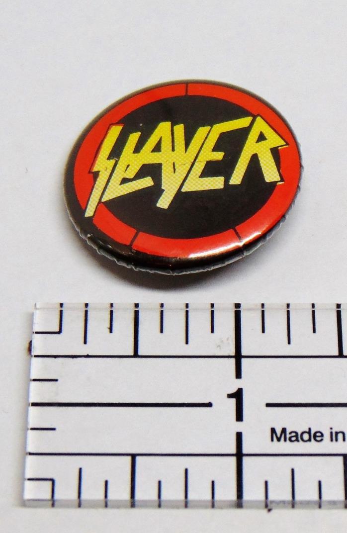 Vintage 1980's Slayer Rock Band Hat Vest Jacket Pin Badge Button Pinback