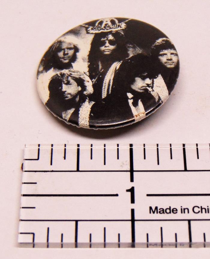 Vintage 1980's Aerosmith Rock Band Hat Vest Jacket Pin Badge Button Pinback