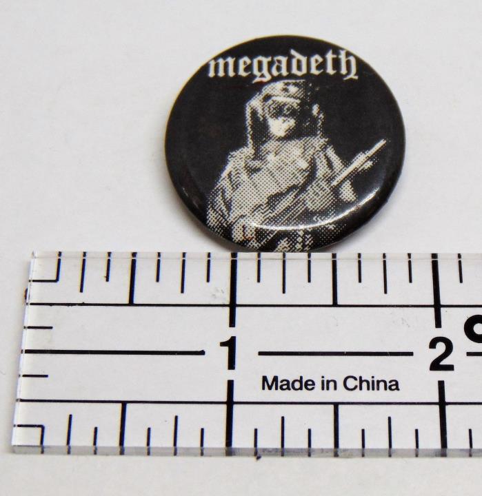 Vintage 1980's Megadeth Rock Band Hat Vest Jacket Pin Badge Button Pinback