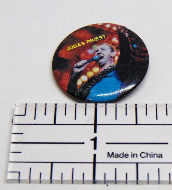 Vintage 1980's Judas Priest Rock Band Hat Vest Jacket Pin Badge Button Pinback