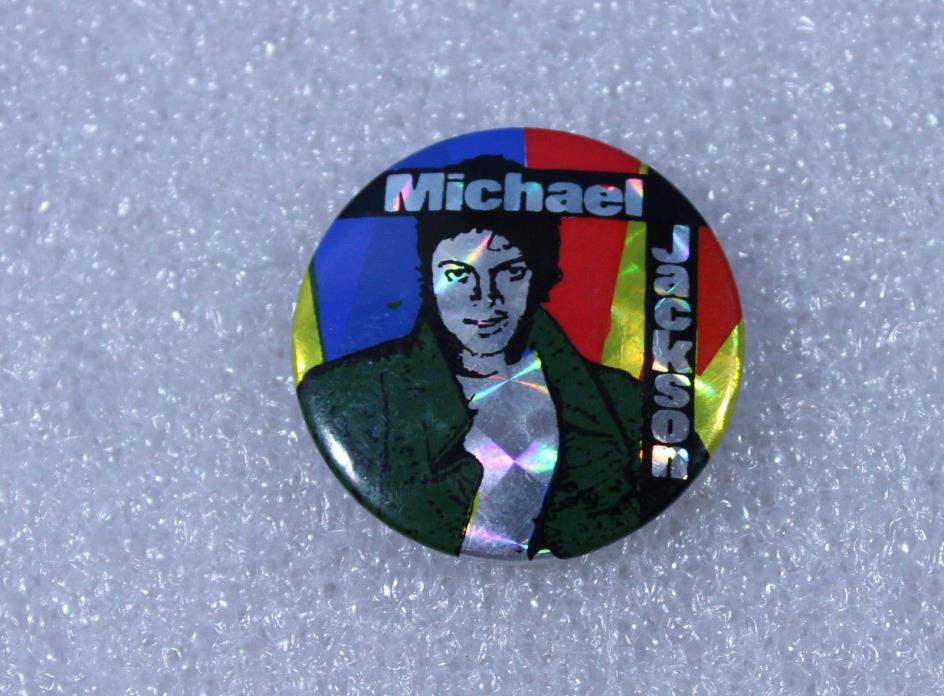 Vintage ~ MICHAEL JACKSON PIN BACK BUTTON ~ Made In England