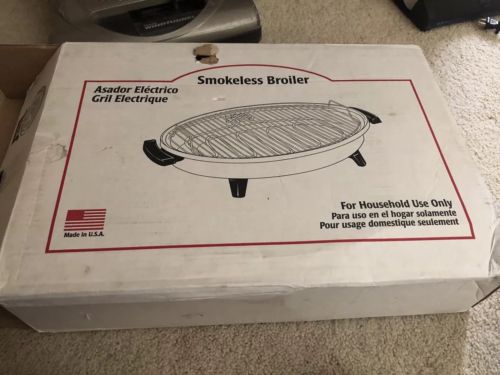 SALADMASTER SMOKELESS BROILER INDOOR ELECTRIC GRILL BBQ STAINLESS STEEL USA