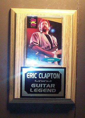 Original Eric Clapton - Wooden Wall Plaque W/ Collector Card In Plastic - Mint