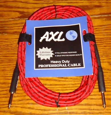 NEW RED & BLACK TWEED PROFESSIONAL GUITAR CABLE CORD ELECTRIC BASS KEYBOARDS NR