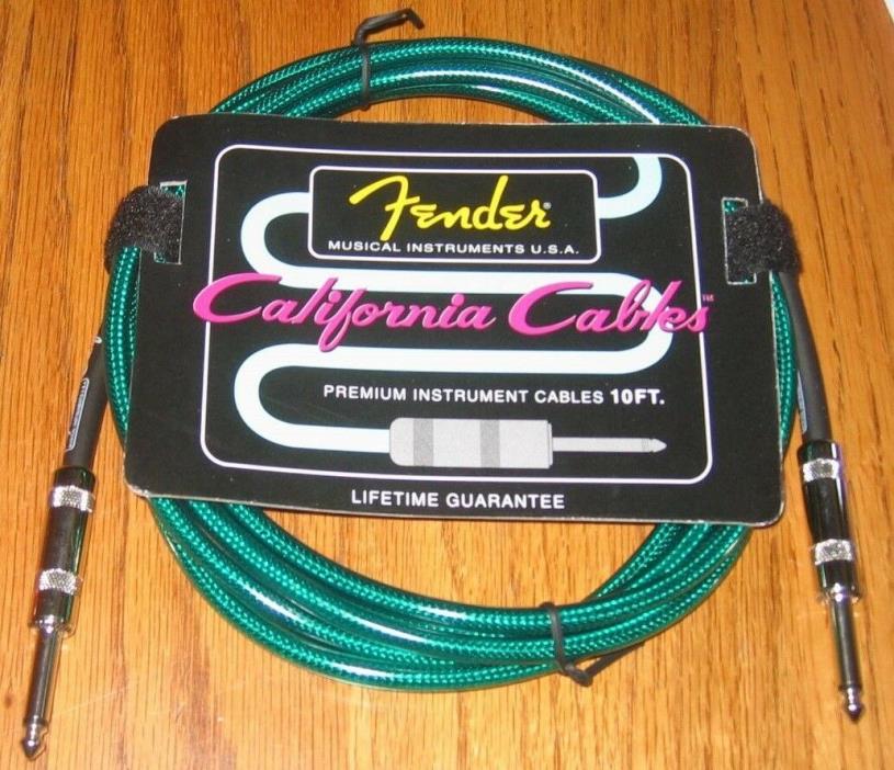NEW FENDER CALIFORNIA 15' GREEN GUITAR CORD CABLE BASS ACOUSTIC KEYBOARD EFFECTS
