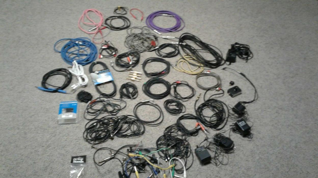 Large lot of Guitar, AMP, Speaker Cable Cords , power supplies misc stuff