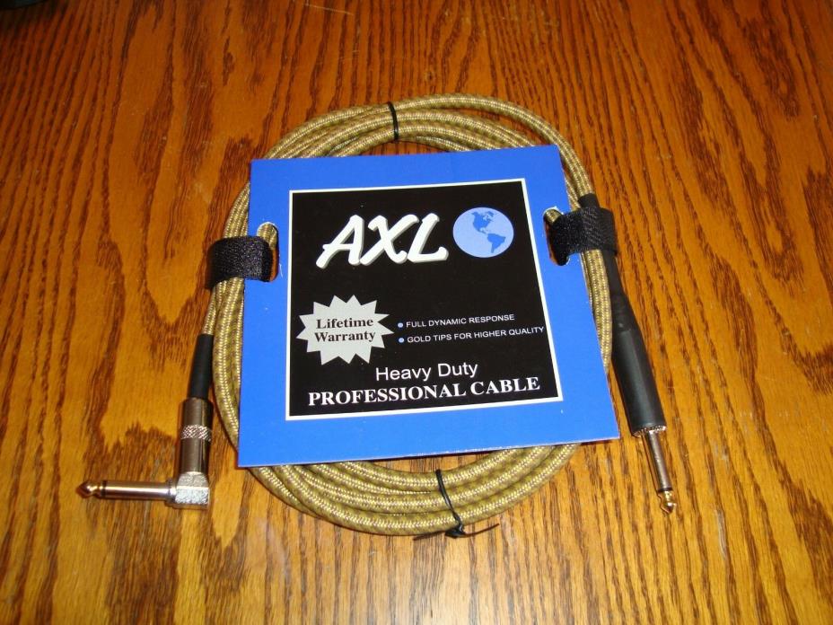 NEW RT ANGLE BROWN TWEED PROFESSIONAL GUITAR BASS INSTRUMENT CABLE CORD KEYBOARD