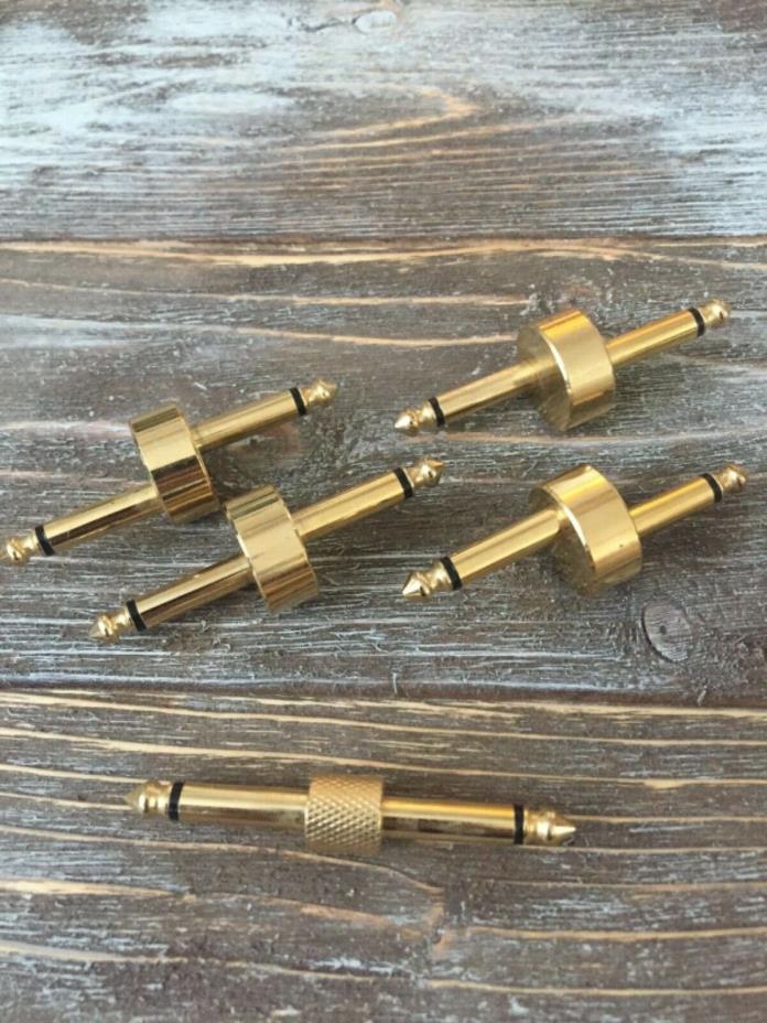 5 Pcs 1/4 inch Pedal Coupler Z Type Guitar Effect Connector Gold Tone