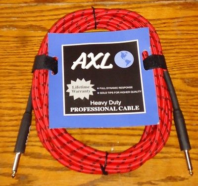 20' RED & BLACK TWEED GUITAR CABLE CORD BASS ELECTRIC ACOUSTIC STAGE STUDIO KEYS