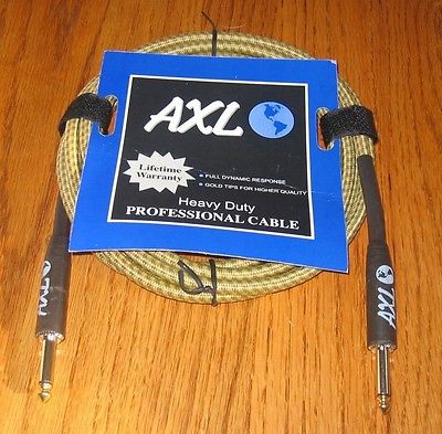 20' VINTAGE BROWN TWEED PROFESSIONAL ELECTRIC GUITAR BASS CABLE CORD INSTRUMENT