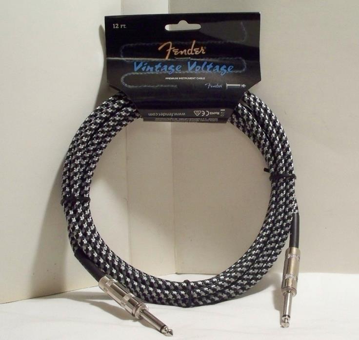 Fender Vintage Voltage Premium Instrument Guitar Cable 12 Ft Gray Classic Tweed