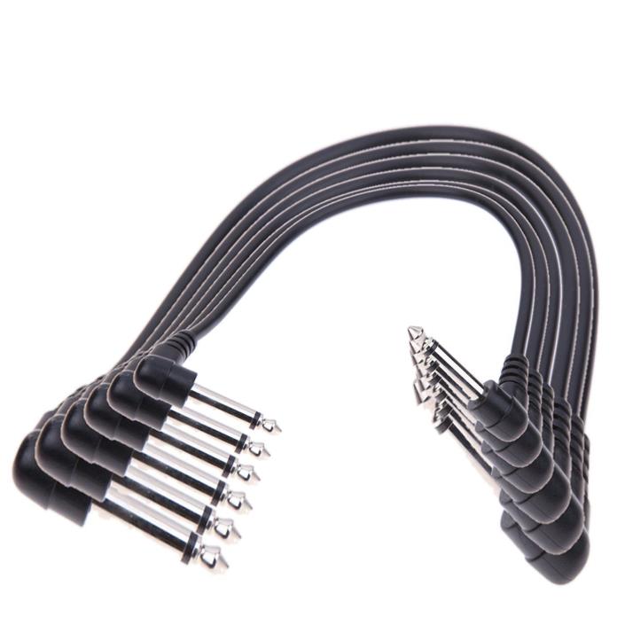 Perfektion 6 Pack of Instrument Patch Cables 1 Foot Right Angle Black