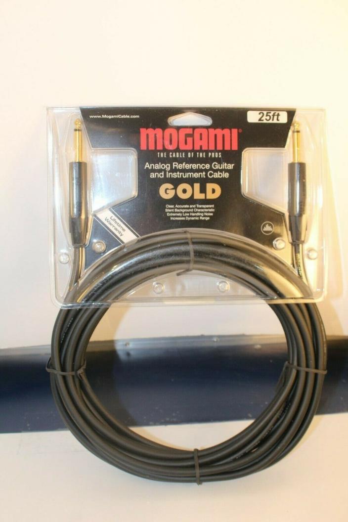 NEW Mogami Gold Instrument 25ft Guitar Cable 2524 Black Lifetime Warrenty
