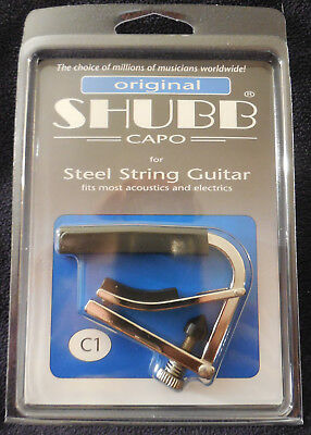 Shubb C1 Original Polished Nickel Capo for Steel String Guitars + SHIPS FREE