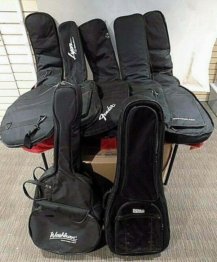 Lot Of 7 Padded Guitar Gig Bags - Fender Washburn Guitar Research Kaces NY Pro