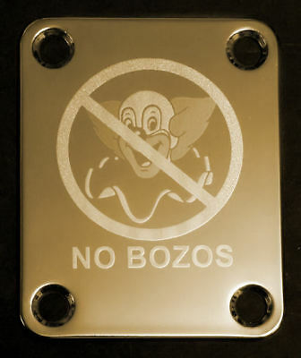 GUITAR NECK PLATE Custom Engraved Etched - NO BOZOS - Clown EVH - Gold