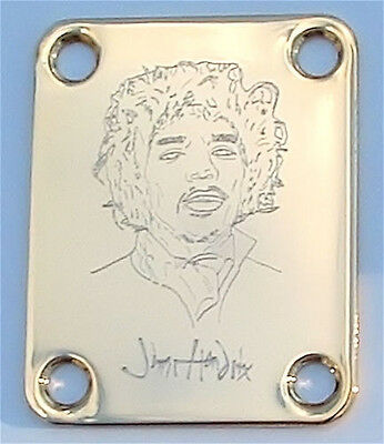 GUITAR NECK PLATE Custom Engraved Fits Fender Strat - JIMI HENDRIX - GOLD