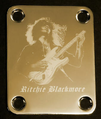 GUITAR NECK PLATE Custom Engraved Etched - Fits Fender - RITCHIE BLACKMORE Gold