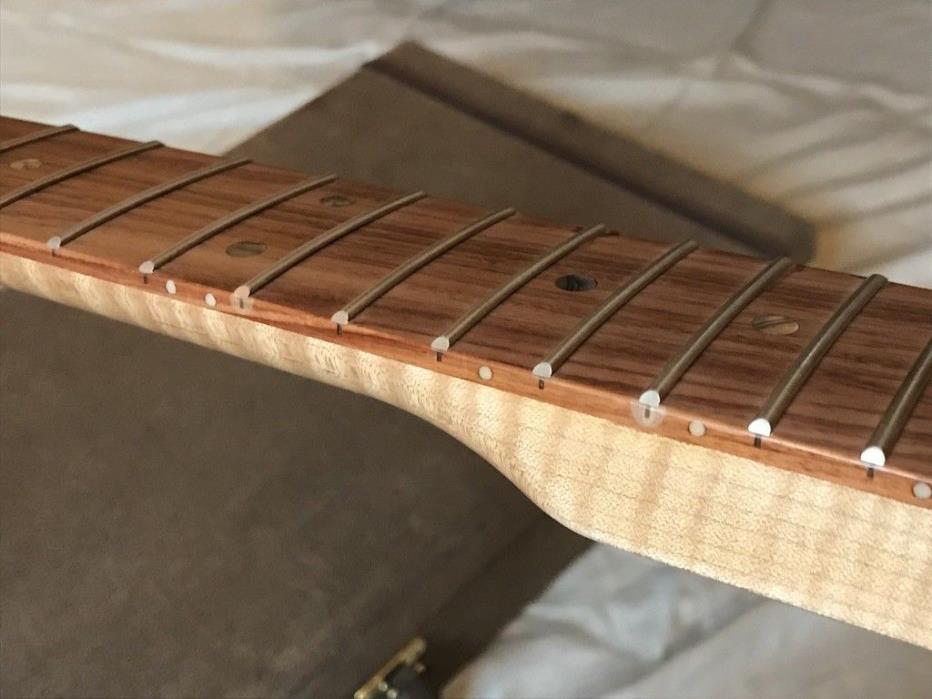 Beautiful Highly Flamed Maple Telecaster Neck Pau Ferro Fretboard & Abalone Dots