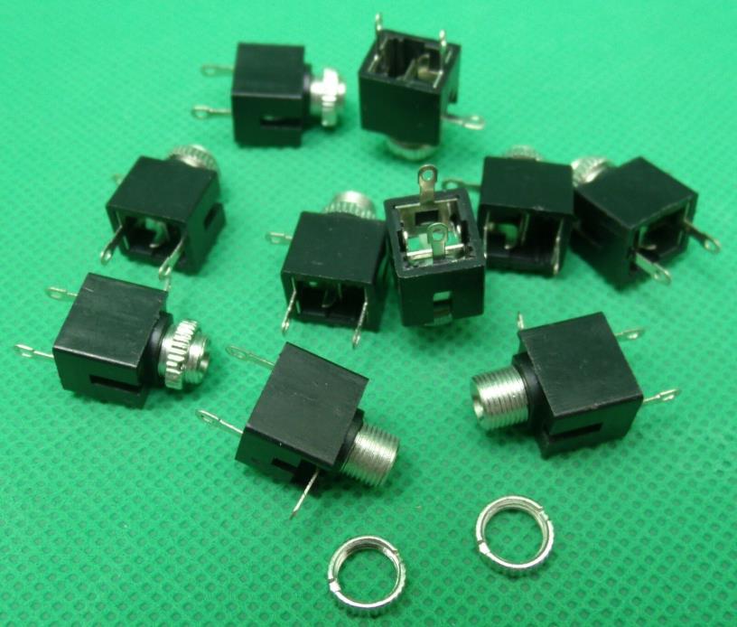 Lot of 10 pcs 1/8 in 3.5mm jack mono phone panel mount switching solder lug